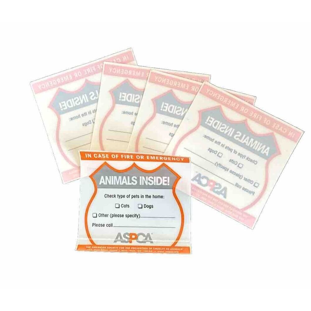 Animals Inside Window Sticker Decal (5) ASPCA In Case Of Fire Emergency‎ Inside